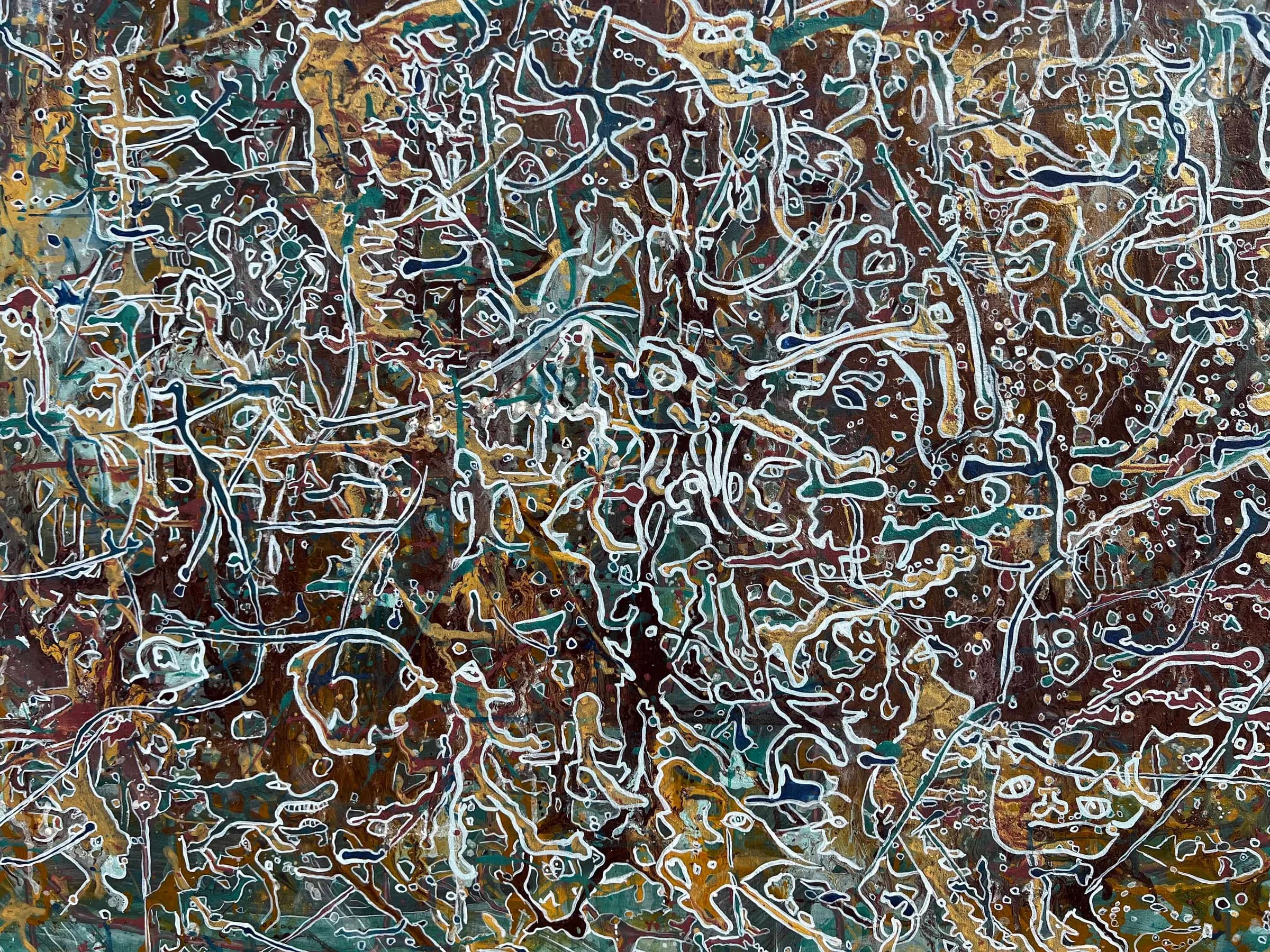 Industry Standards Are Bullshit by Ana Violeta Horta, mixed media with fragmented abstract forms and textual elements